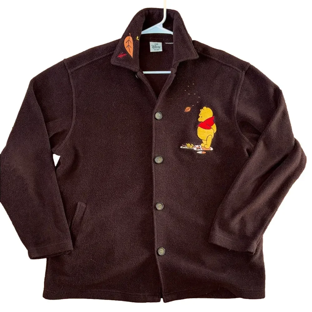 The Disney Store Winnie The Pooh Button Fleece Jacket Size Large Vintage